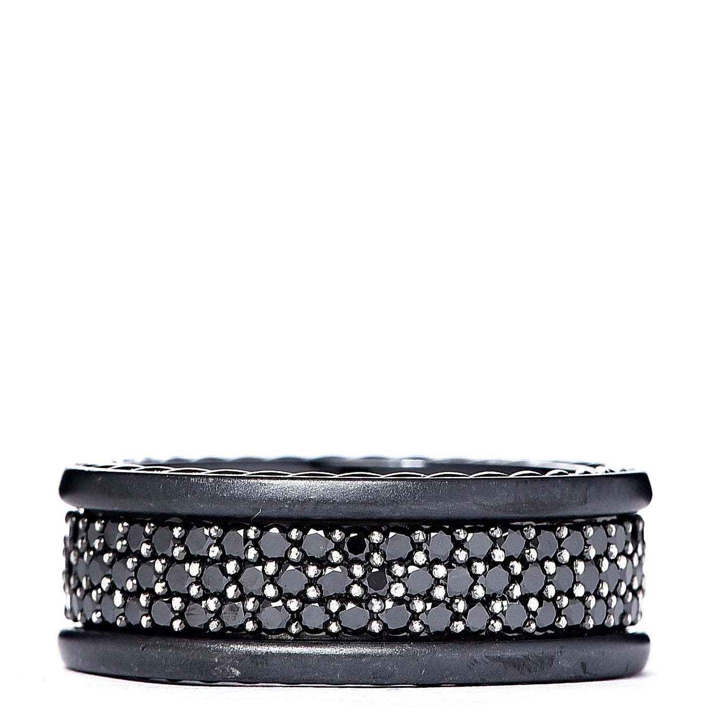 Titanium Black Diamond Streamline Three-Row Band Ring 62 10