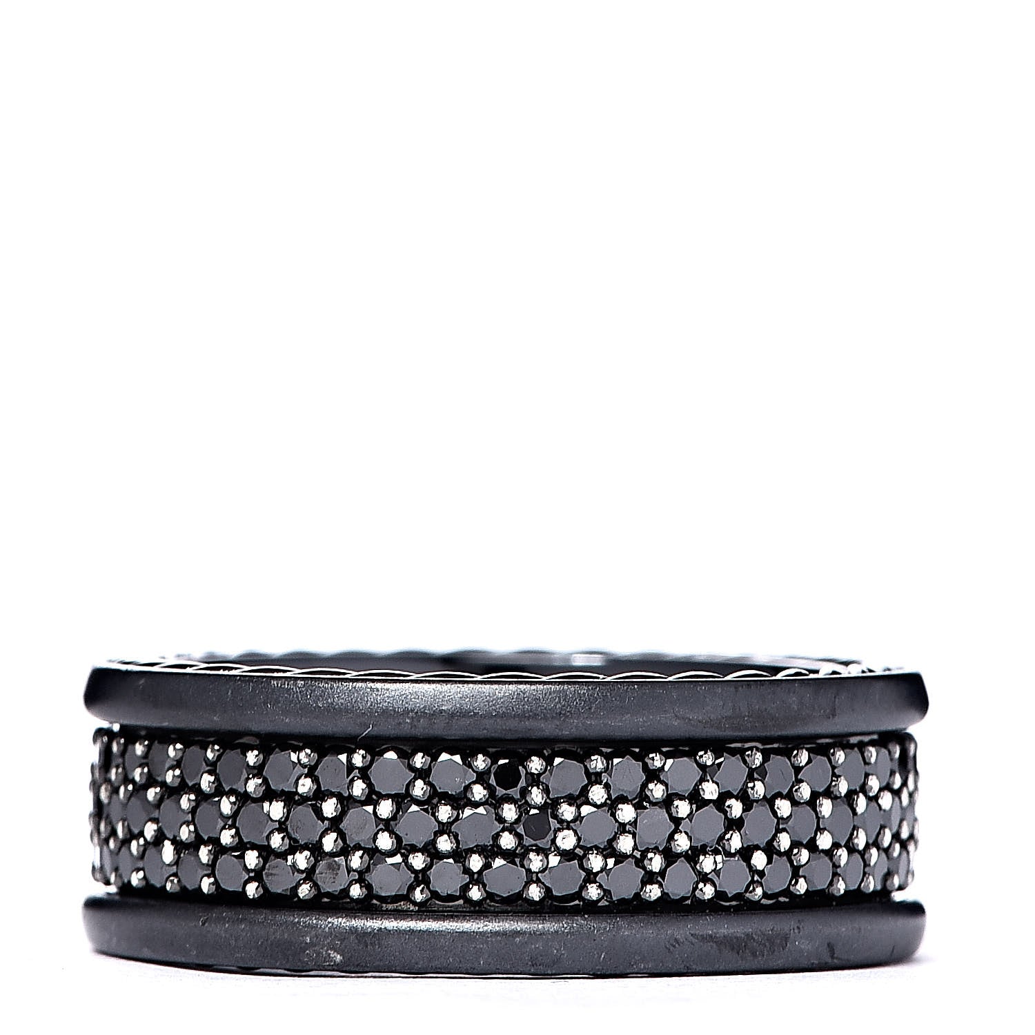 David Yurman Titanium Black Diamond Streamline Three-Row Band Ring 62 10 3 of 7