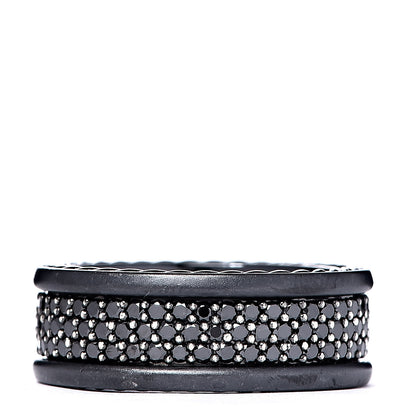 David Yurman Titanium Black Diamond Streamline Three-Row Band Ring 62 10 3 of 7