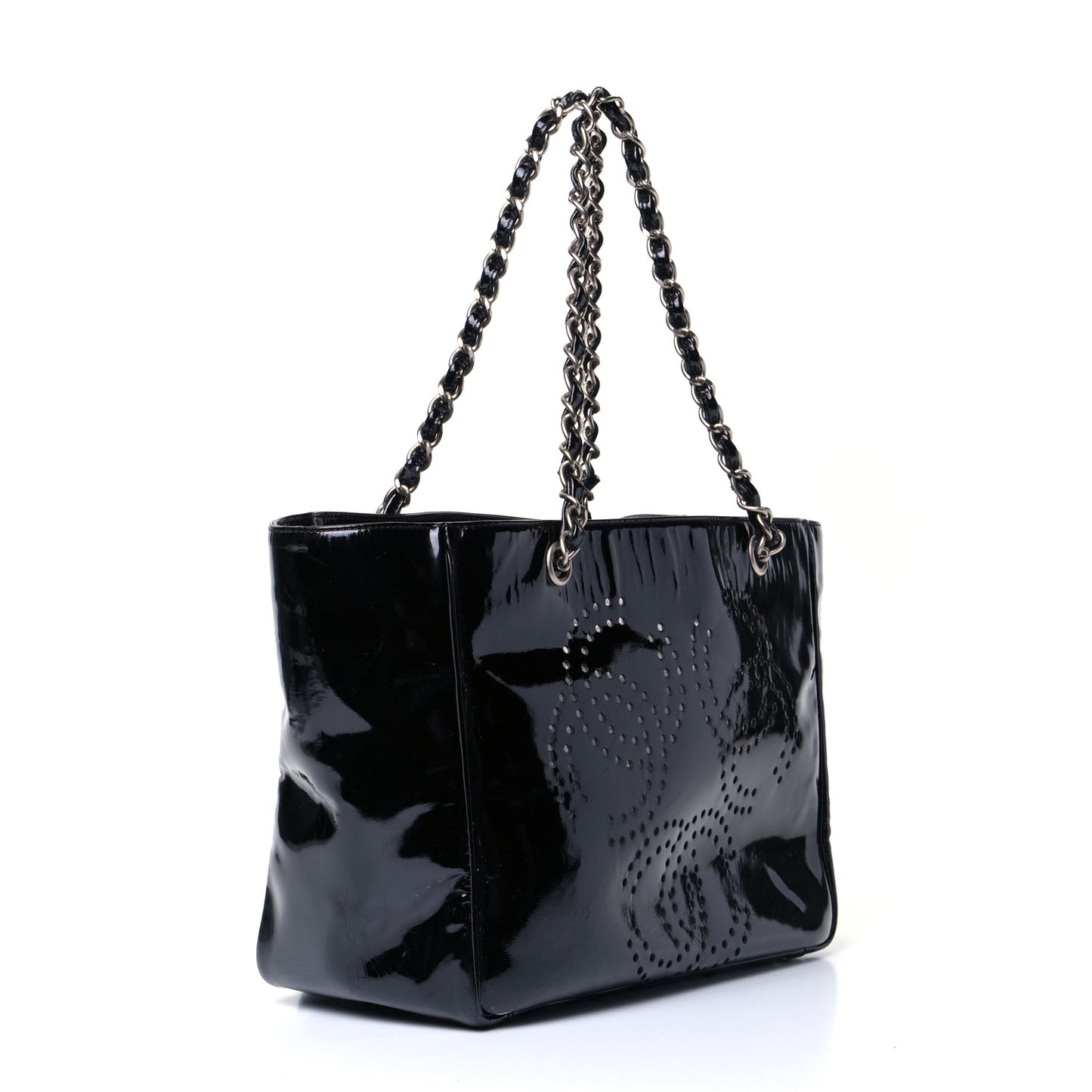 Patent Perforated CC Tote Black