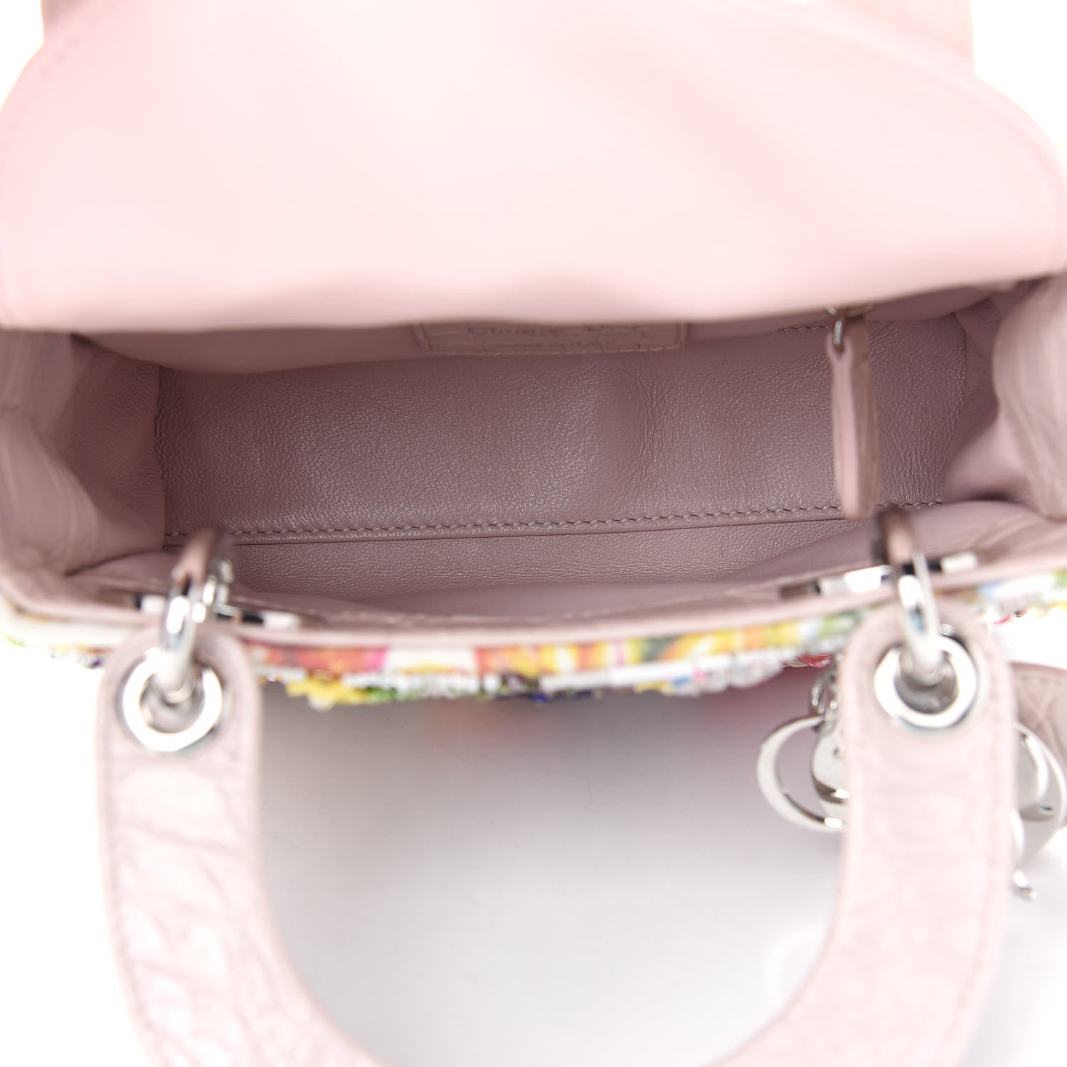 Christian Dior Calfskin Crocodile Embossed Beaded Floral