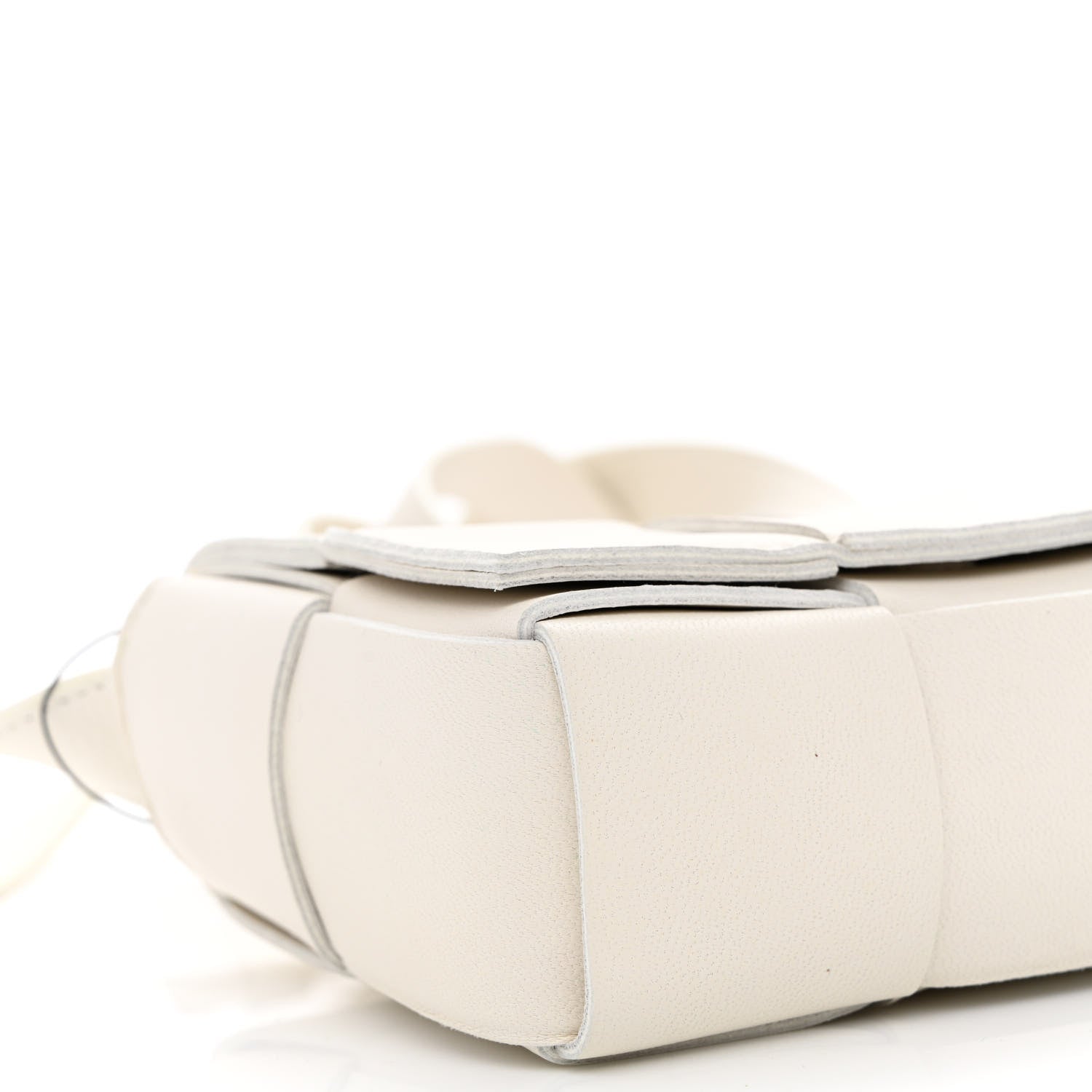 Bottega Veneta Lambskin Maxi Intrecciato Extra Mini Cassette Crossbody Bag White 8 of 9
