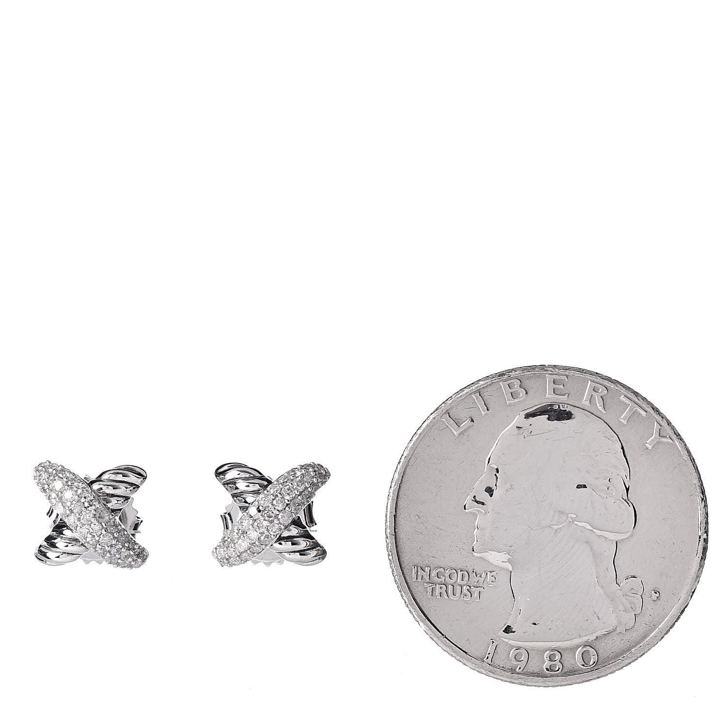 David Yurman Sterling Silver Diamond 8mm X Earrings 3 of 6