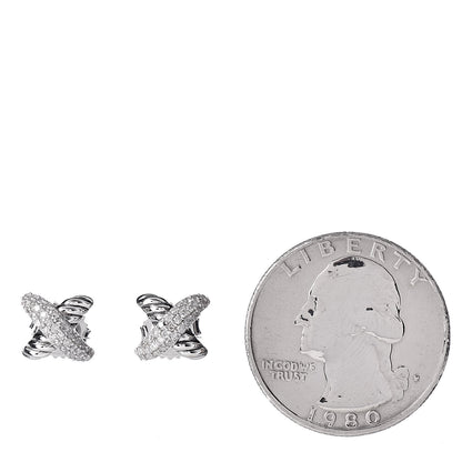 David Yurman Sterling Silver Diamond 8mm X Earrings 3 of 6