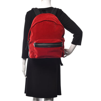 Saint Laurent Velvet City Backpack Red 2 of 14
