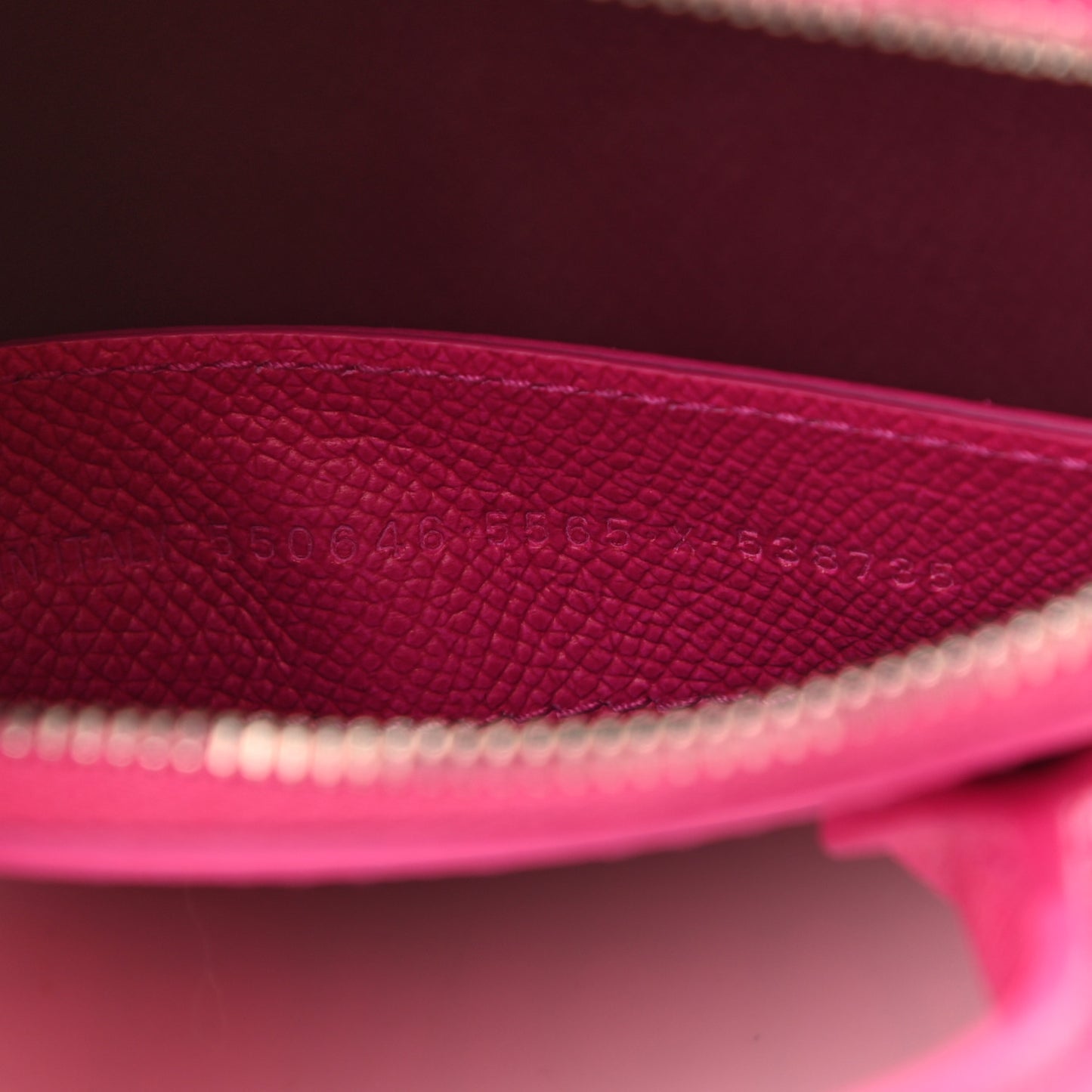 Signature Grained Calfskin Logo XXS Ville Top Handle Bag Fuchsia