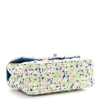 Chanel Tweed Quilted Mini Rectangular Flap White Blue Green 4 of 10