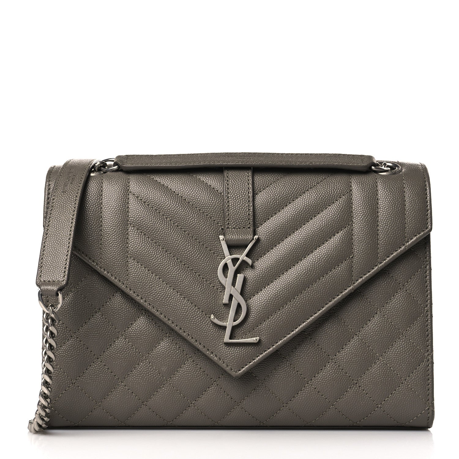Saint Laurent Grain De Poudre Textured Mixed Matelasse Medium Triquilt Monogram Satchel Earth 1 of 10