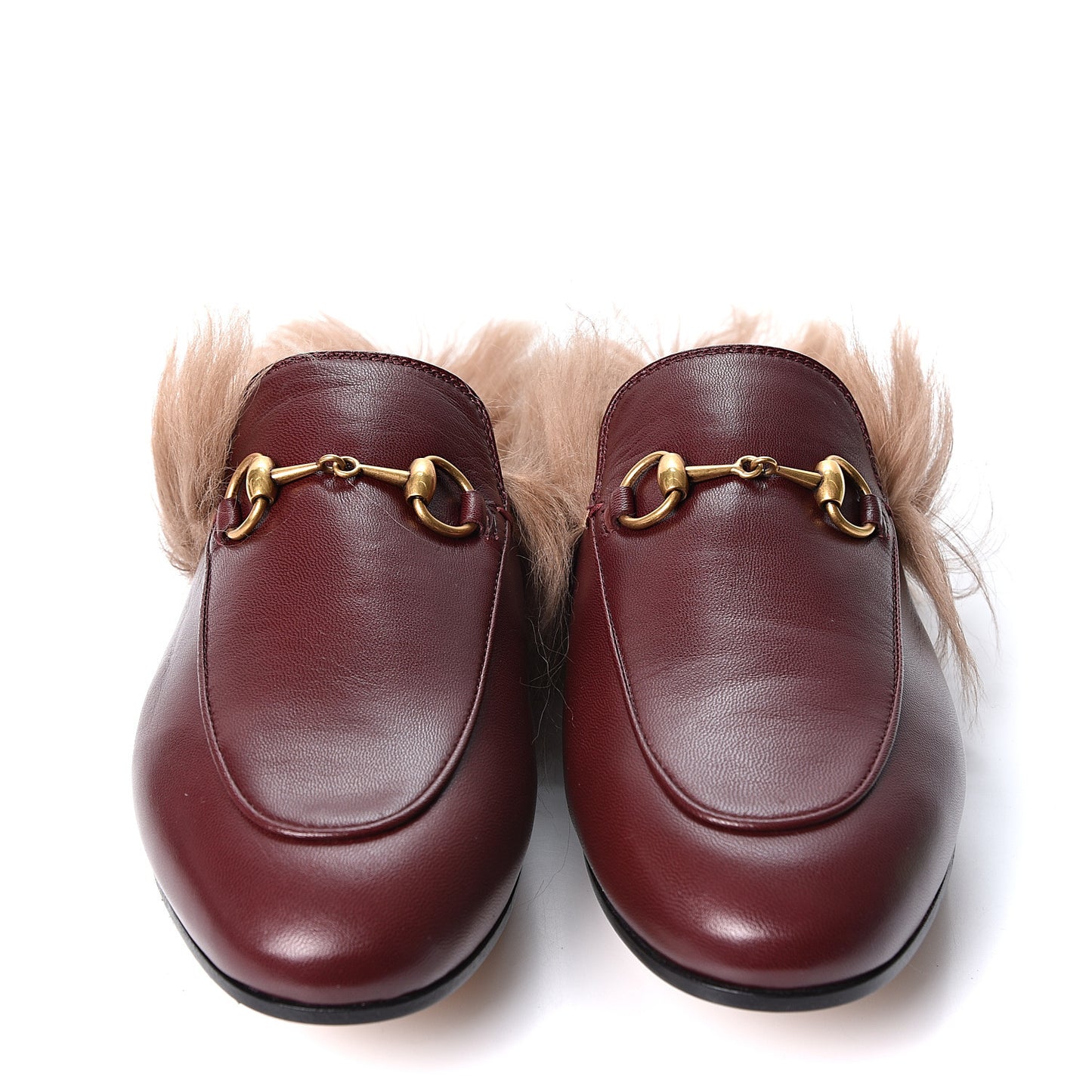 Malaga Kid Fur Womens Princetown Slippers 37 Vintage Bordeaux Naturale
