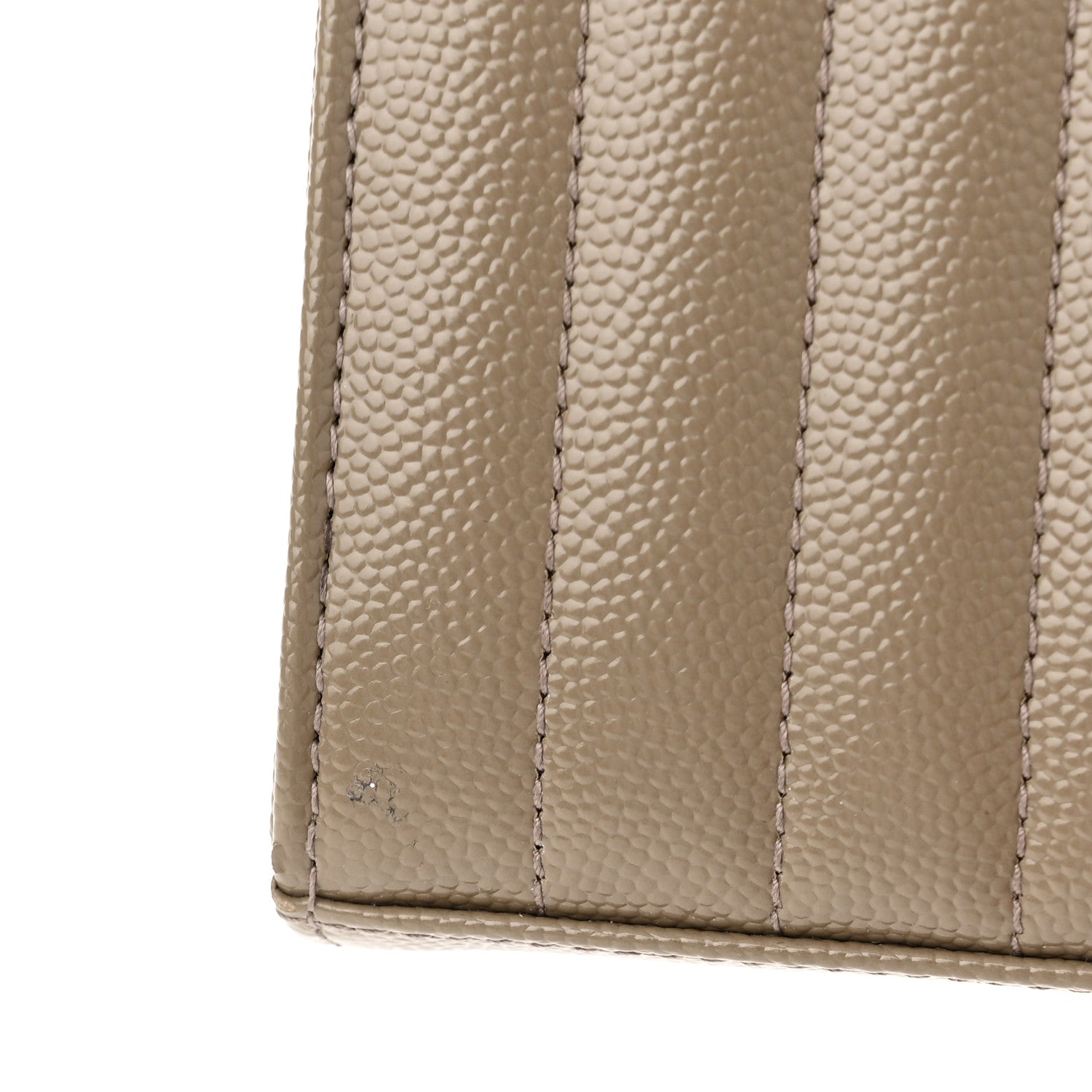 Saint Laurent Grain De Poudre Mixed Matelasse Triquilt Monogram Chain Wallet Dark Beige 11 of 11