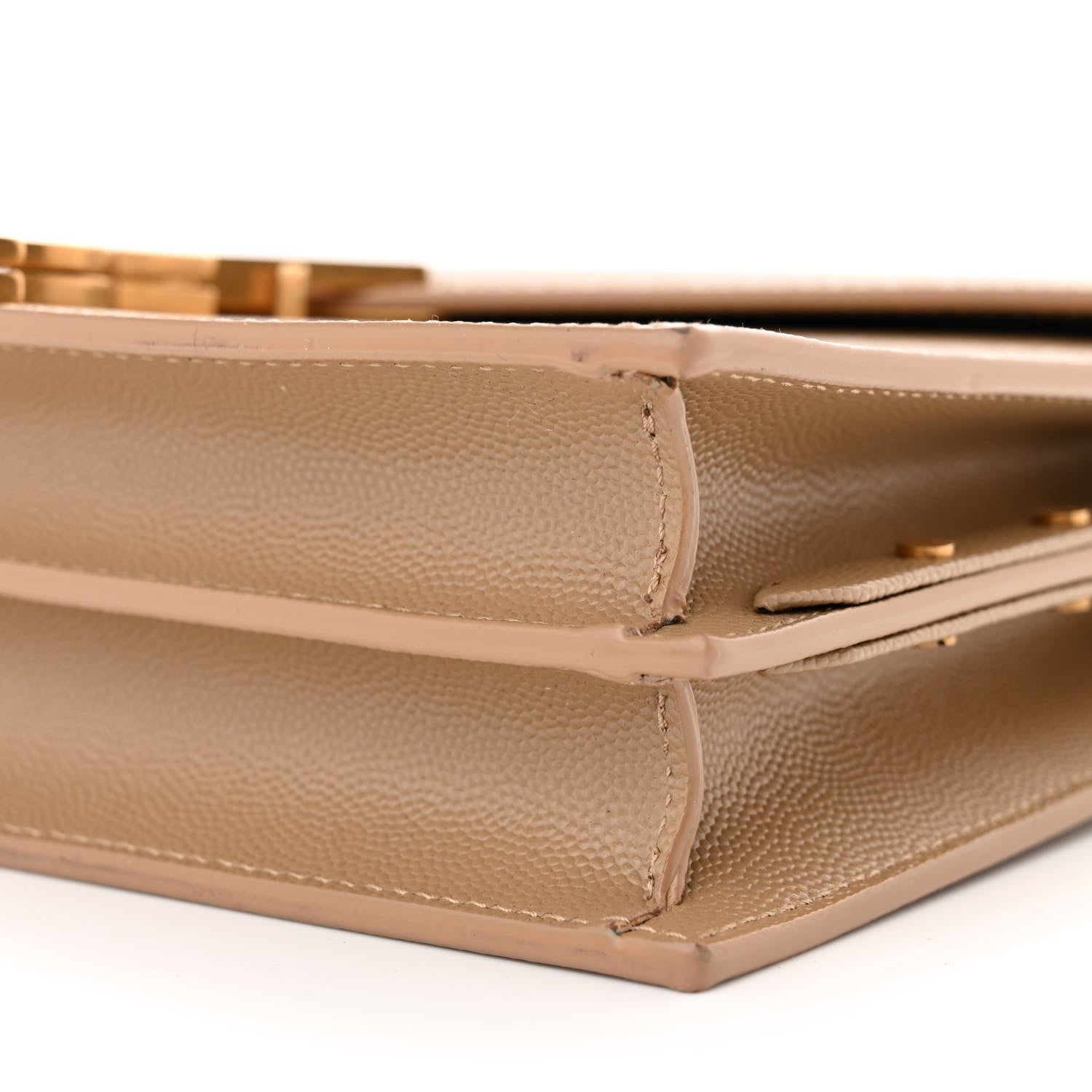 Saint Laurent Grain De Poudre Monogram Cassandra Clasp Bag Latte 9 of 9