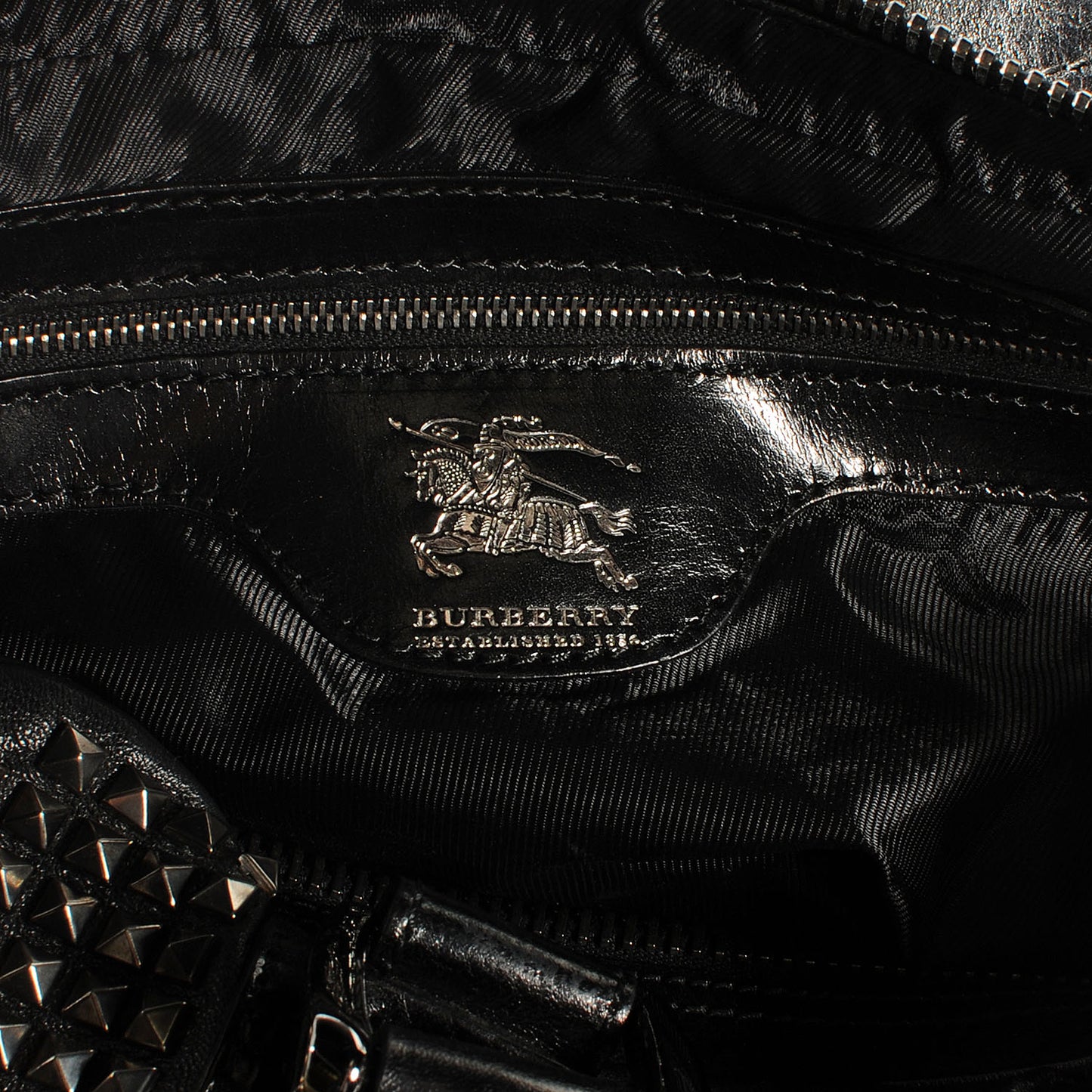 Prorsum Calfskin Studded Knight Satchel Black