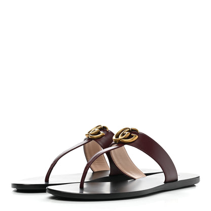 Gucci Calfskin GG Marmont Thong Sandals 39 Vintage Bordeaux 3 of 6