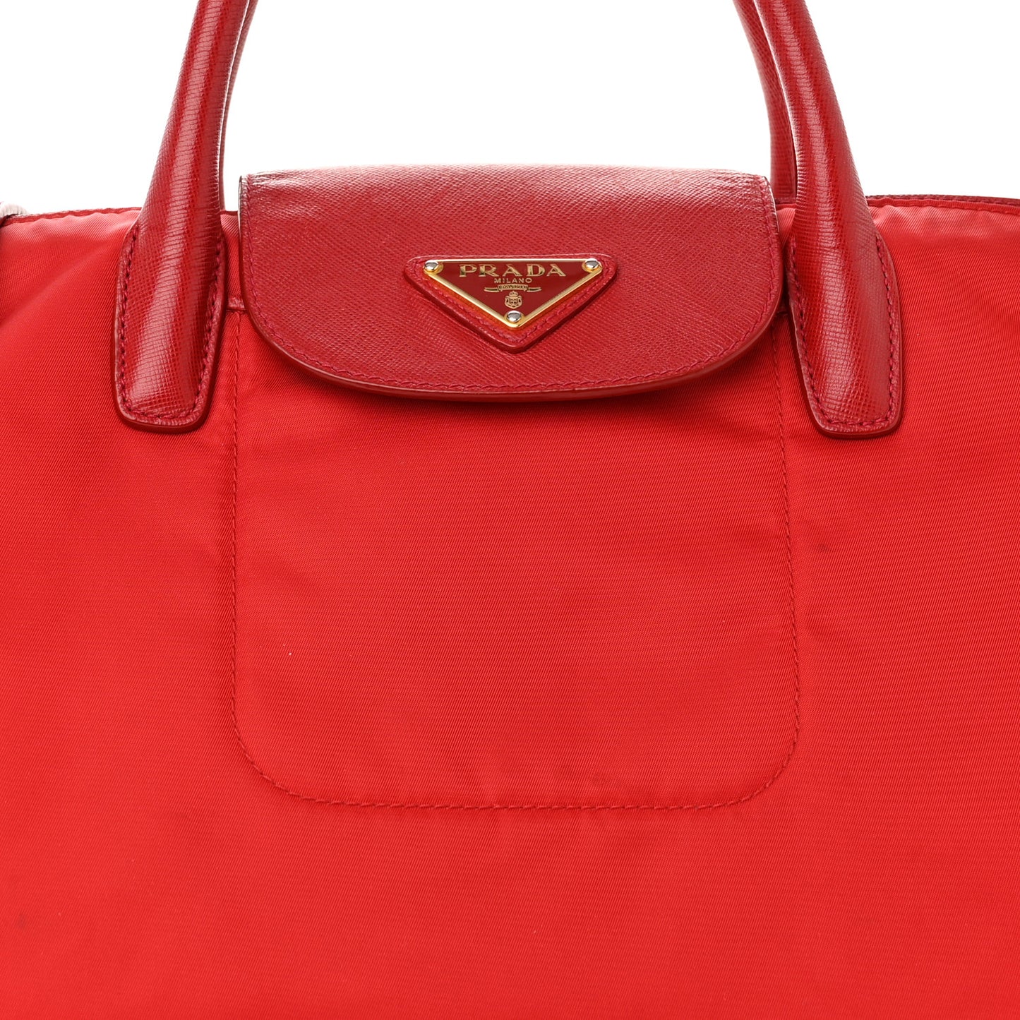 Tessuto Nylon Saffiano Tote Rosso