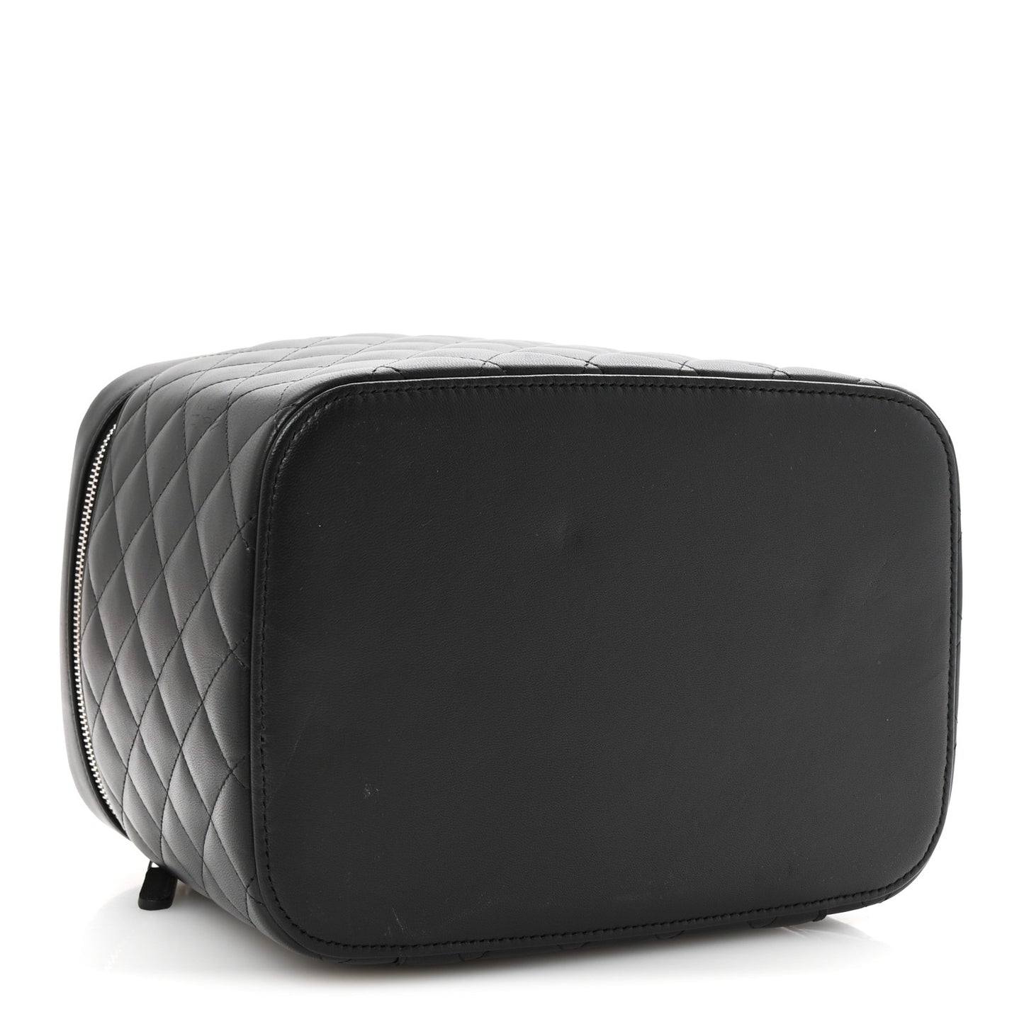 Lambskin Quilted Large Vanity Pouch Black