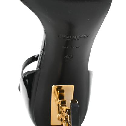 Saint Laurent Patent Calfskin Opyum 85 Sandals 40 Black Gold 7 of 9
