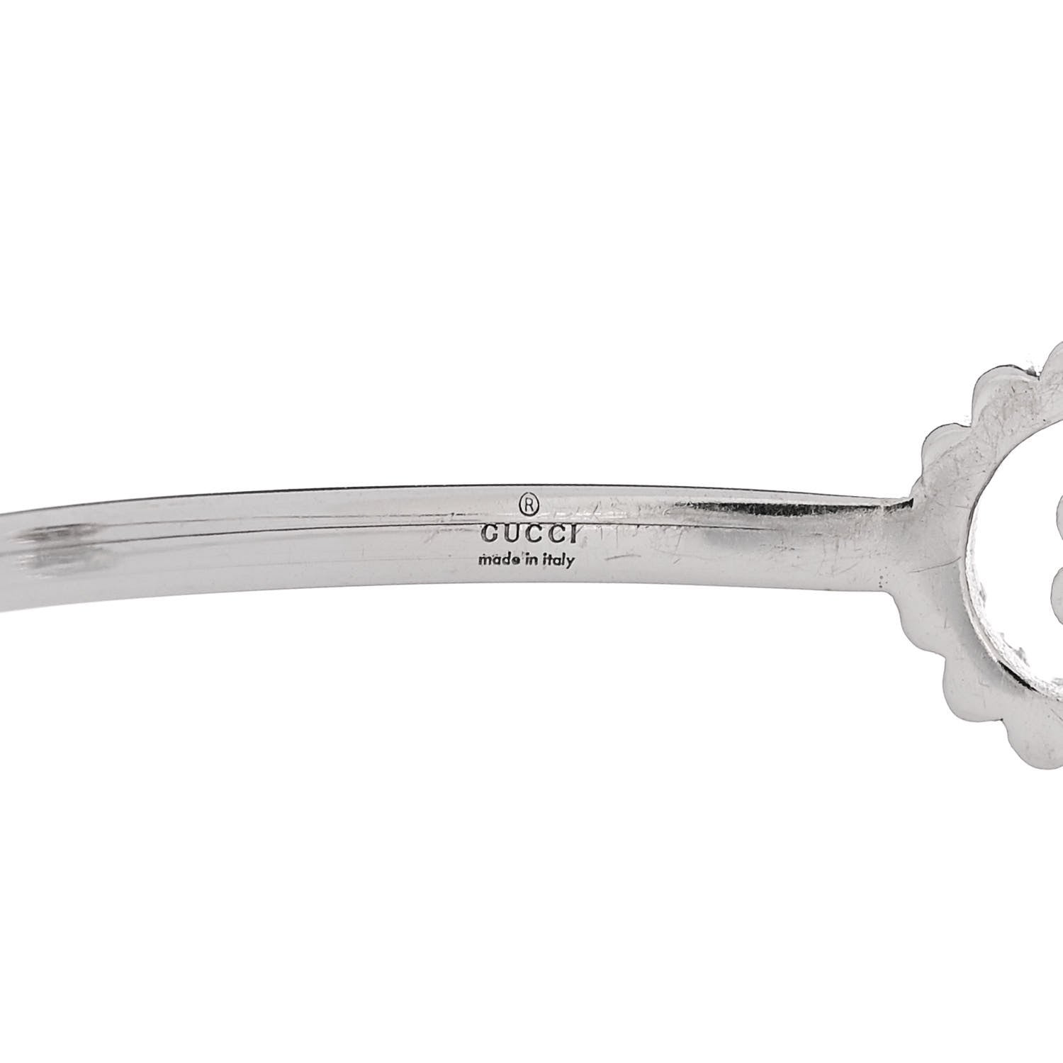 Gucci 18K White Gold Diamond GG Running Cuff Bracelet 3 of 4