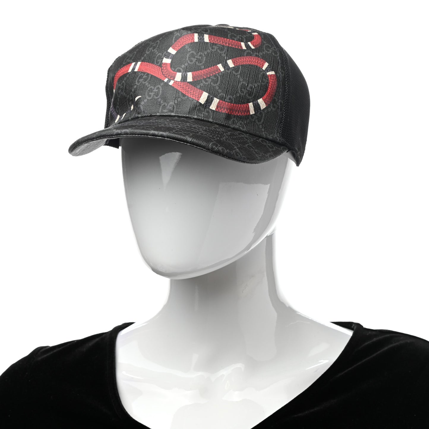 GG Supreme Monogram Kingsnake Print Baseball Hat L Black