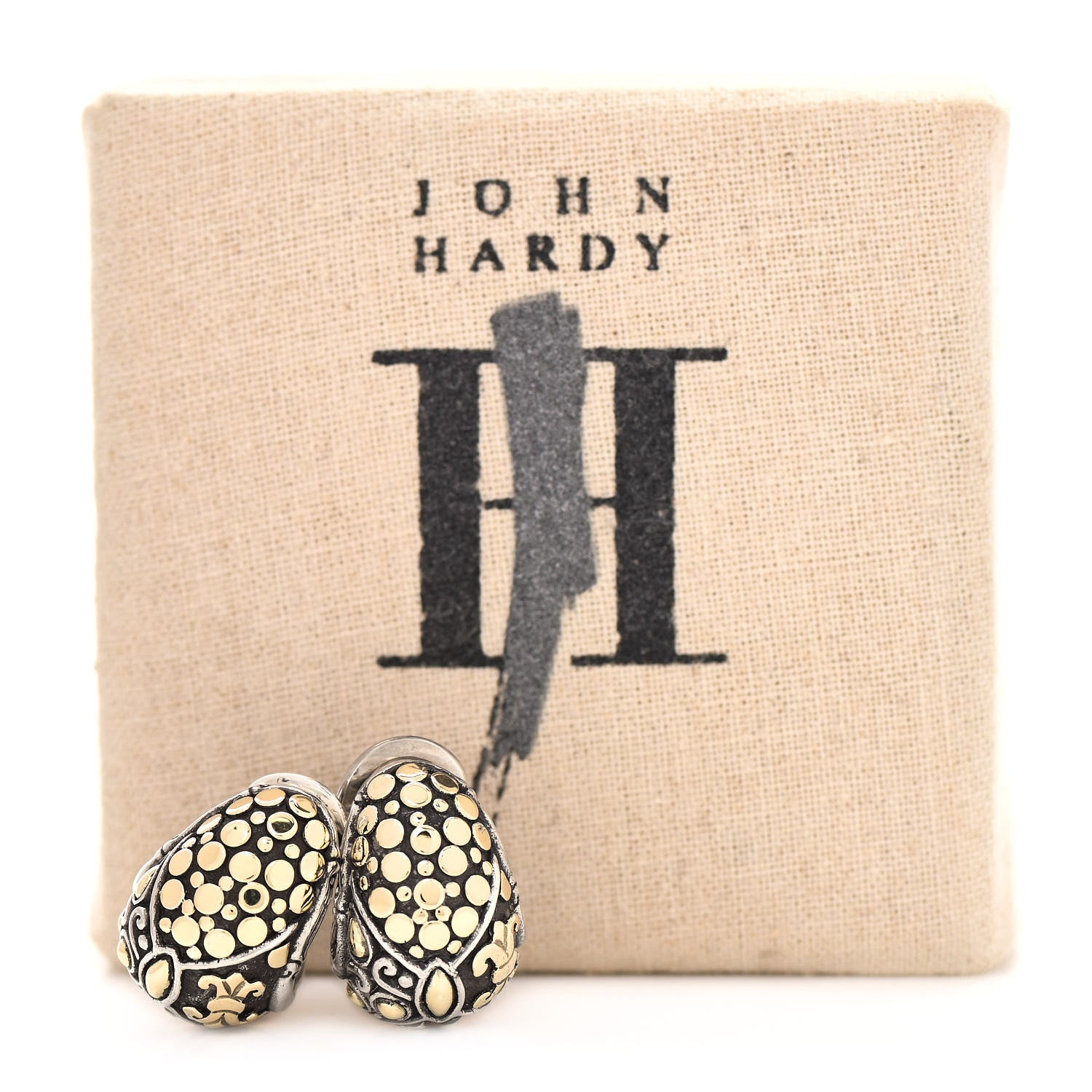 John Hardy Sterling Silver 18K Yellow Gold Buddha Belly Earrings 6 of 6