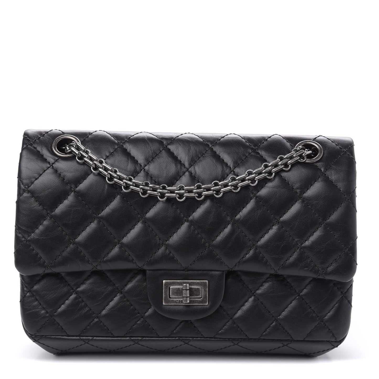 Aged Calfskin Quilted 2.55 Reissue 225 Flap Black