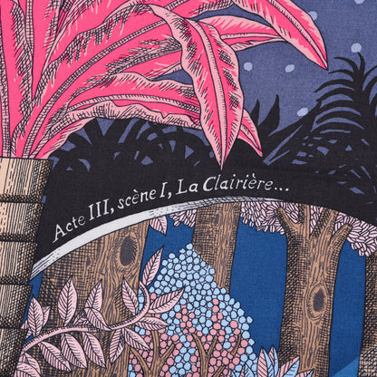 Hermes Cashmere Silk Acte III Scene I La Clairiere Shawl 140 Marine Rose Vif Blue Jean 5 of 7
