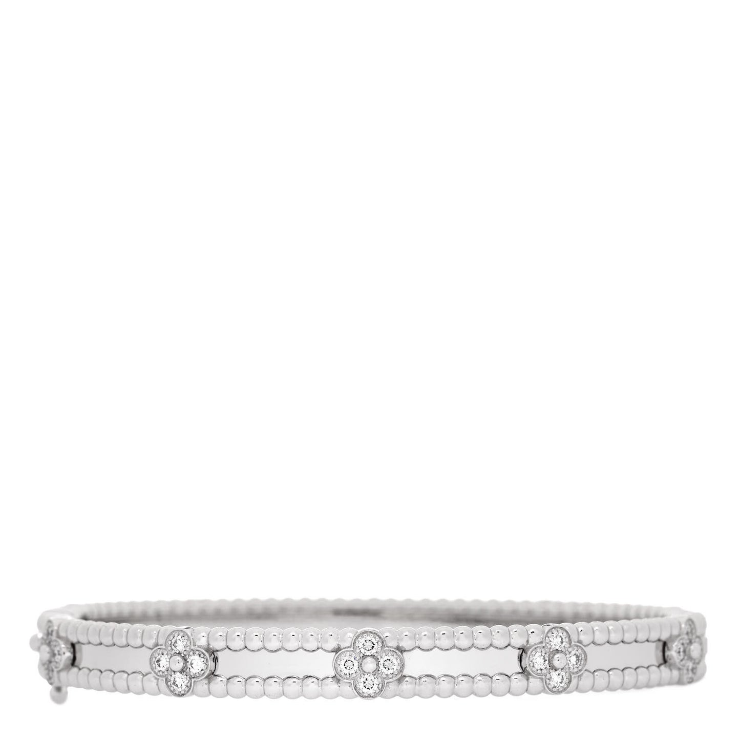 18K White Gold Diamond Perlee Sweet Clovers Bracelet S
