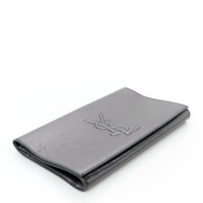 Saint Laurent Metallic Calfskin Monogram Large Belle De Jour Clutch Dark Silver 4 of 7