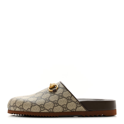 Gucci GG Supreme Monogram Miro Soft Calfskin Womens Horsebit Slippers 38 Beige Ebony New Acero 1 of 9