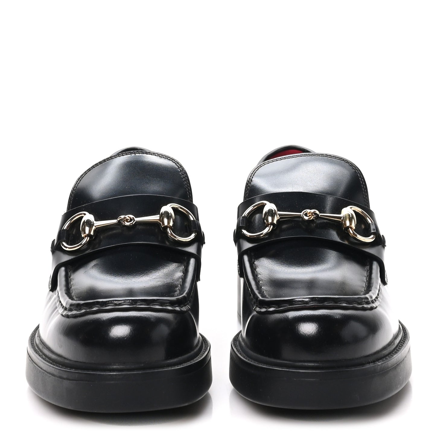 Calfskin Horsebit Womens Lug Sole Loafers 37 Black