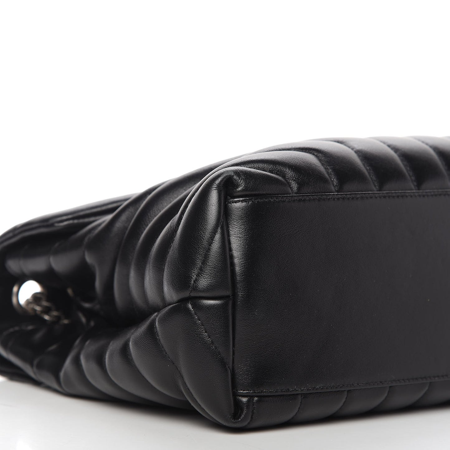 Calfskin Y Quilted Monogram Medium Loulou Chain Satchel Black