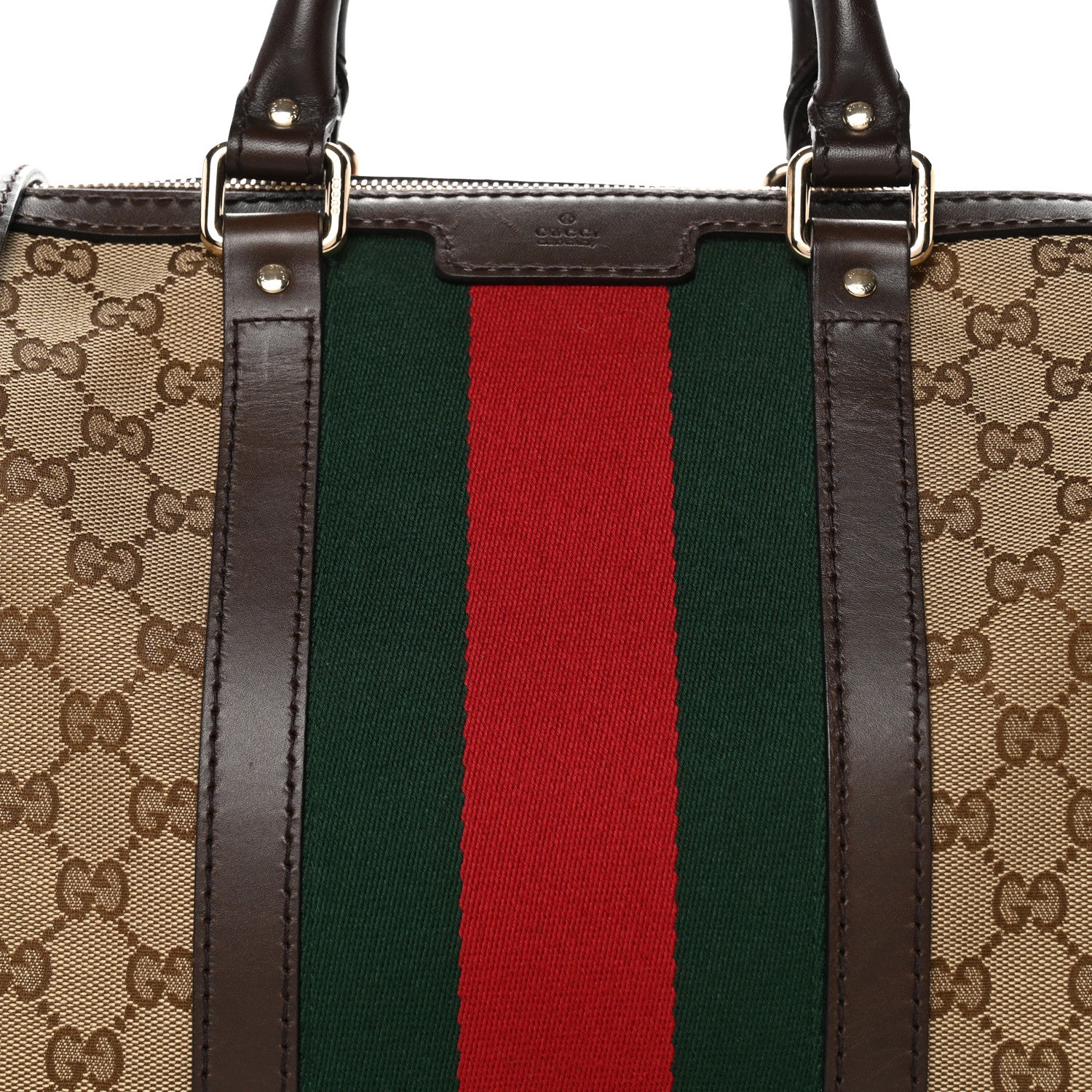 Gucci Monogram Vintage Web Medium Boston Dark Brown 8 of 13