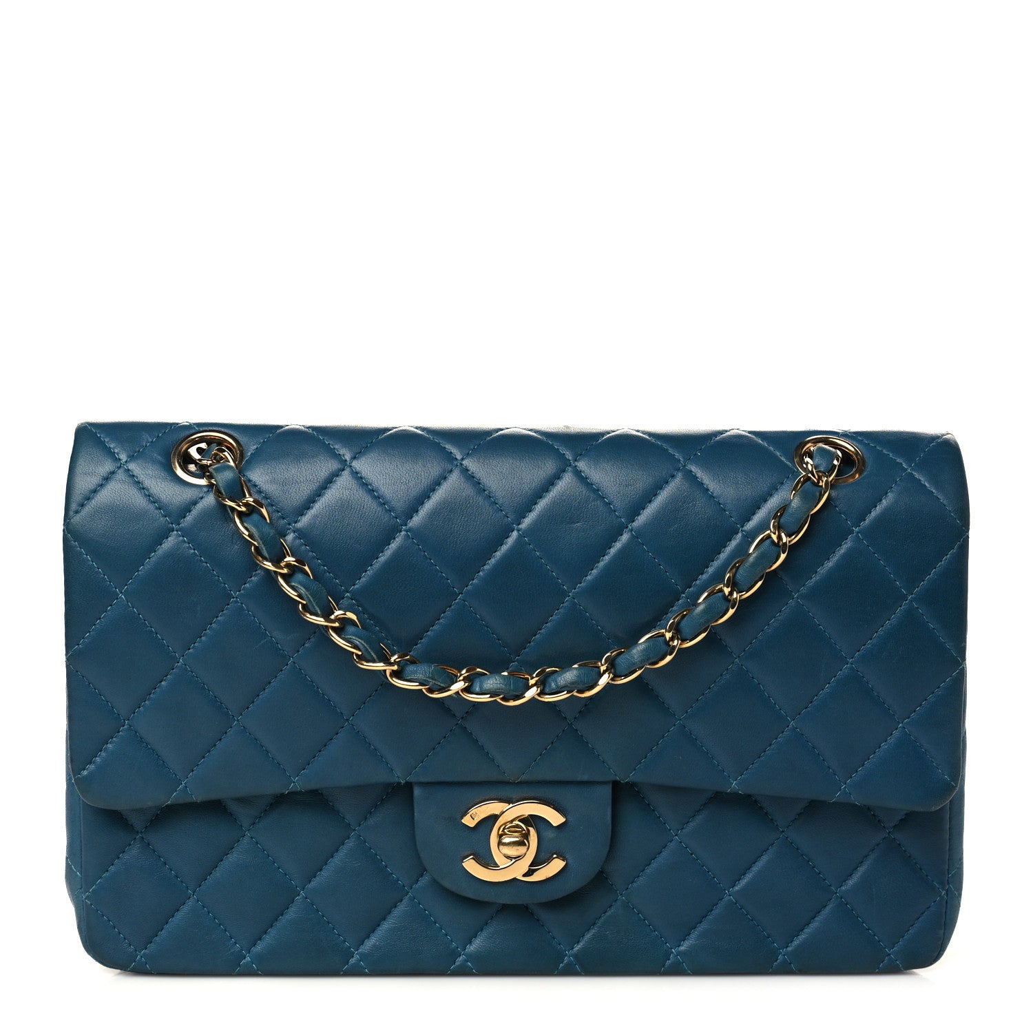 Chanel Lambskin Quilted Medium Double Flap Dark Blue 1 of 9