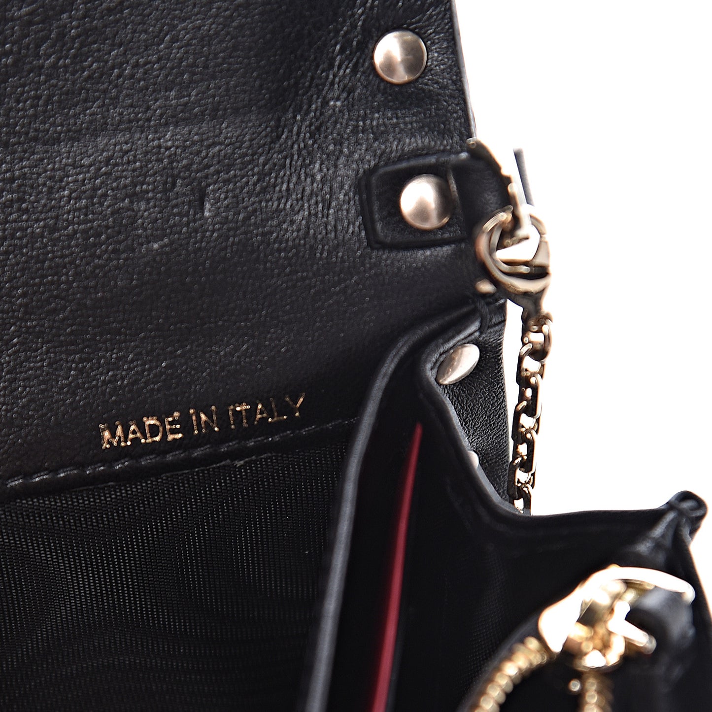 Vitello Rockstud Flap Wallet on Chain Black