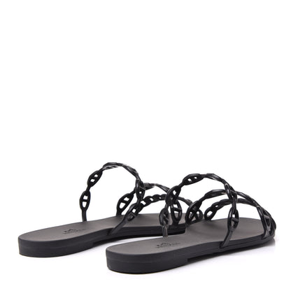 Hermes Rubber Chaine d'Ancre Rivage Sandals 37 Black 4 of 8