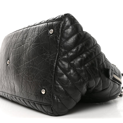 Chanel Aged Calfskin Chevron Large Soft Bowling Bag Black 10 of 10