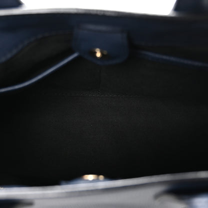 Burberry Grainy Calfskin House Check Small Banner Tote Ink Blue 5 of 10