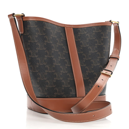 Celine Triomphe Canvas Calfskin Small Bucket Bag Tan 3 of 8
