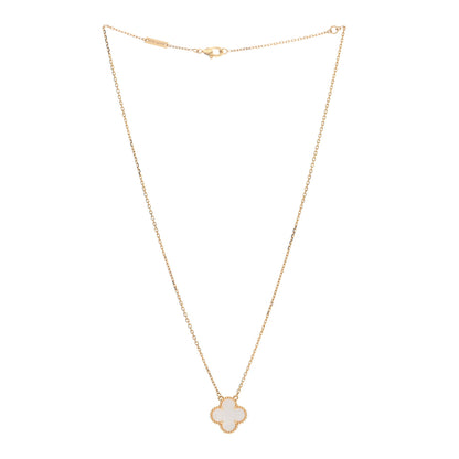 Van Cleef & Arpels 18K Yellow Gold Mother of Pearl Vintage Alhambra Pendant Necklace 4 of 5