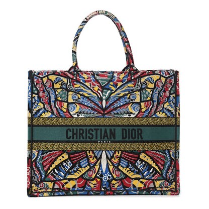 Christian Dior Canvas Embroidered Butterfly Book Tote Black Multicolor 1 of 9