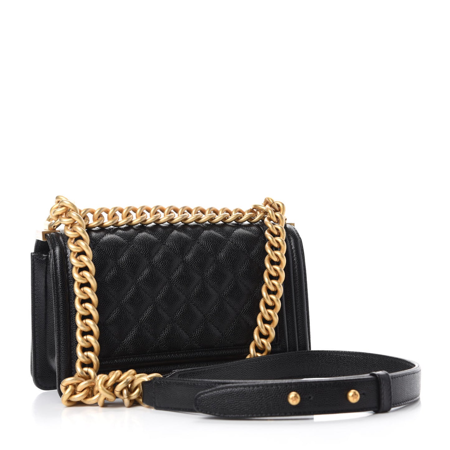 Caviar Quilted Small Boy Flap Black