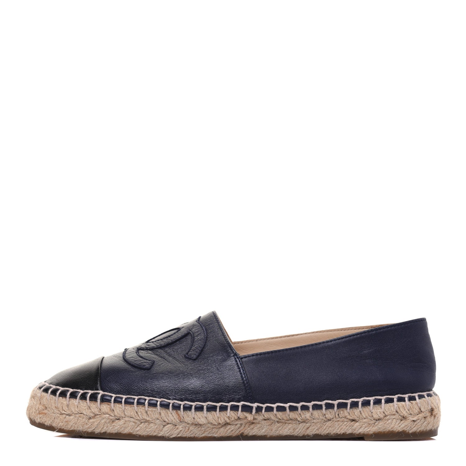 Chanel Lambskin CC Espadrilles 38 Navy Black 1 of 12