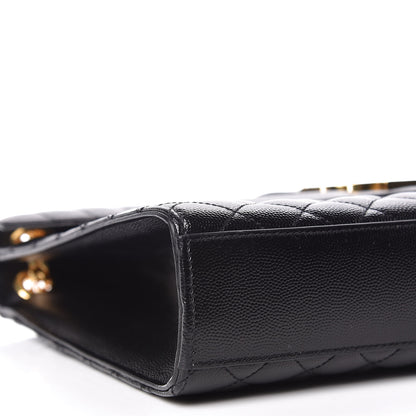Saint Laurent Grain De Poudre Textured Mixed Matelasse Large Triquilt Monogram Satchel Black 9 of 10