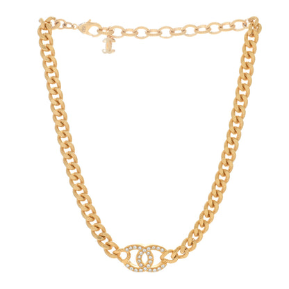 Chanel Crystal Chain Link CC Choker Necklace Gold 2 of 4