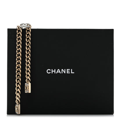 Chanel Chain Link Crystal CC Dog Tag Charm Necklace Gold 7 of 7