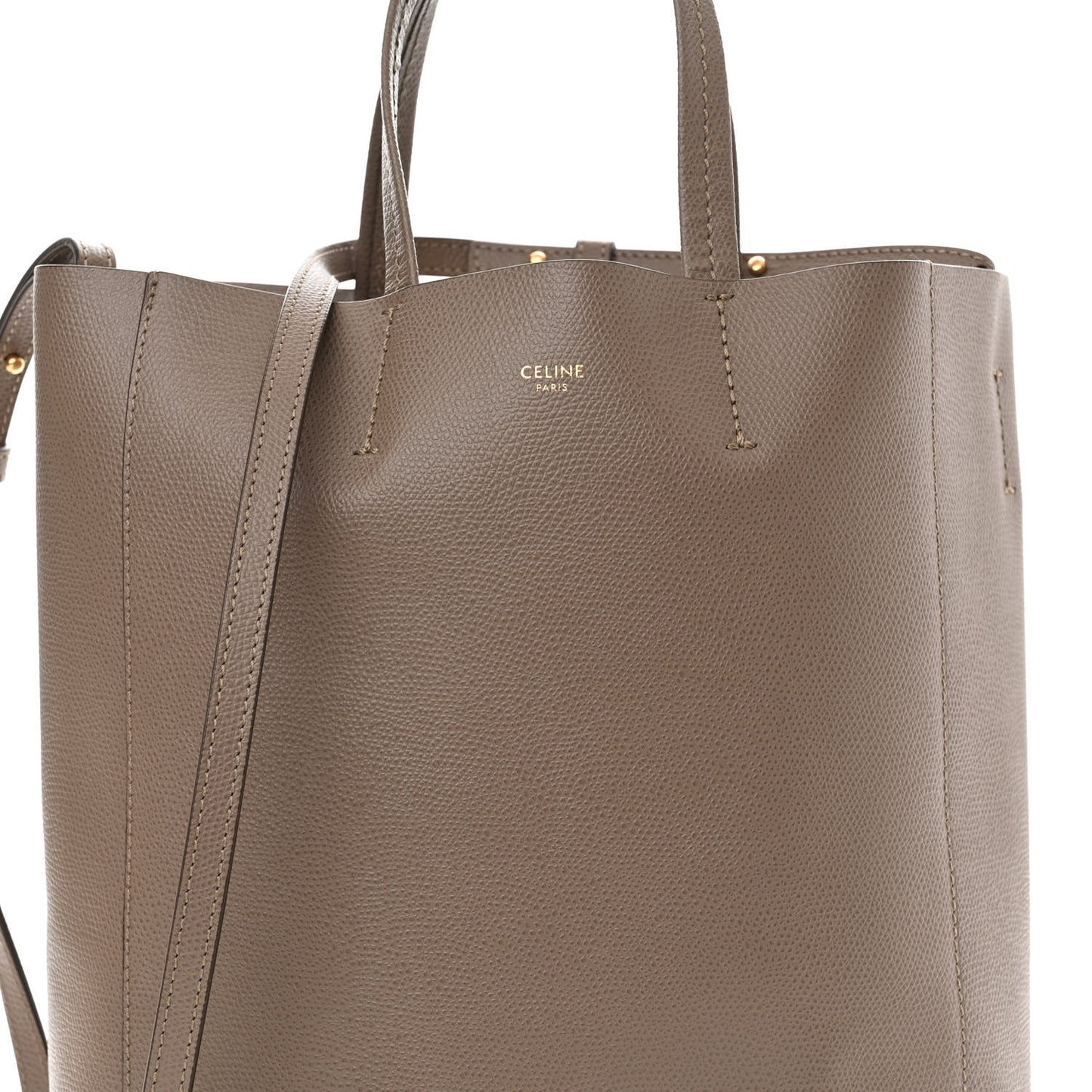 Grained Calfskin Small Vertical Cabas Beige