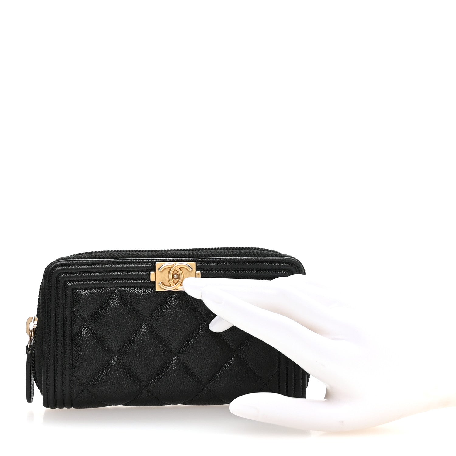 Chanel Caviar Quilted Small Boy Zip Around Wallet Black 2 of 10