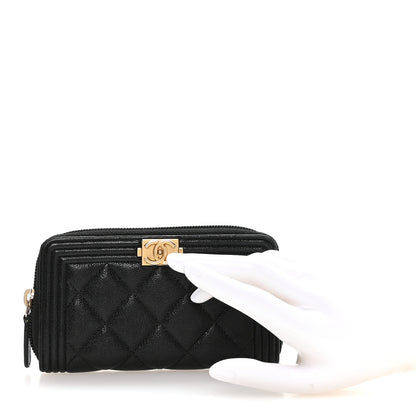 Chanel Caviar Quilted Small Boy Zip Around Wallet Black 2 of 10