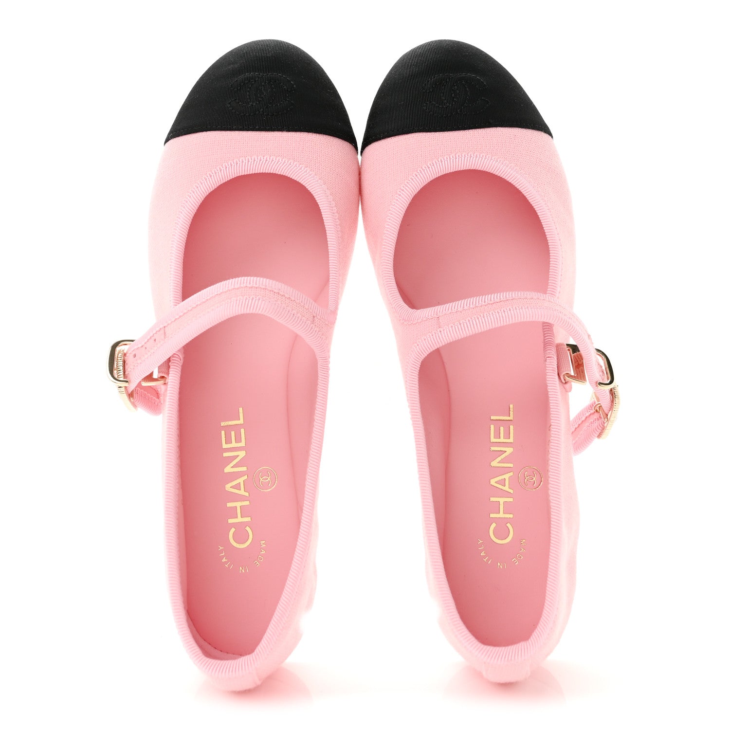 Chanel Fabric Grosgrain Mary Jane Flats 38.5 Light Pink Black 2 of 10