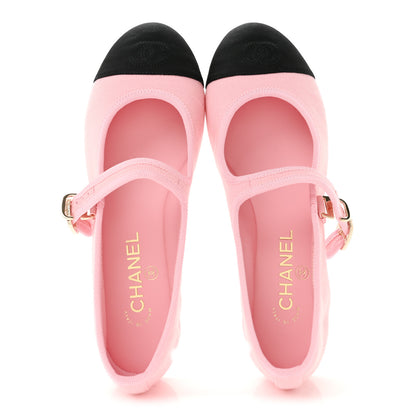 Chanel Fabric Grosgrain Mary Jane Flats 38.5 Light Pink Black 2 of 10