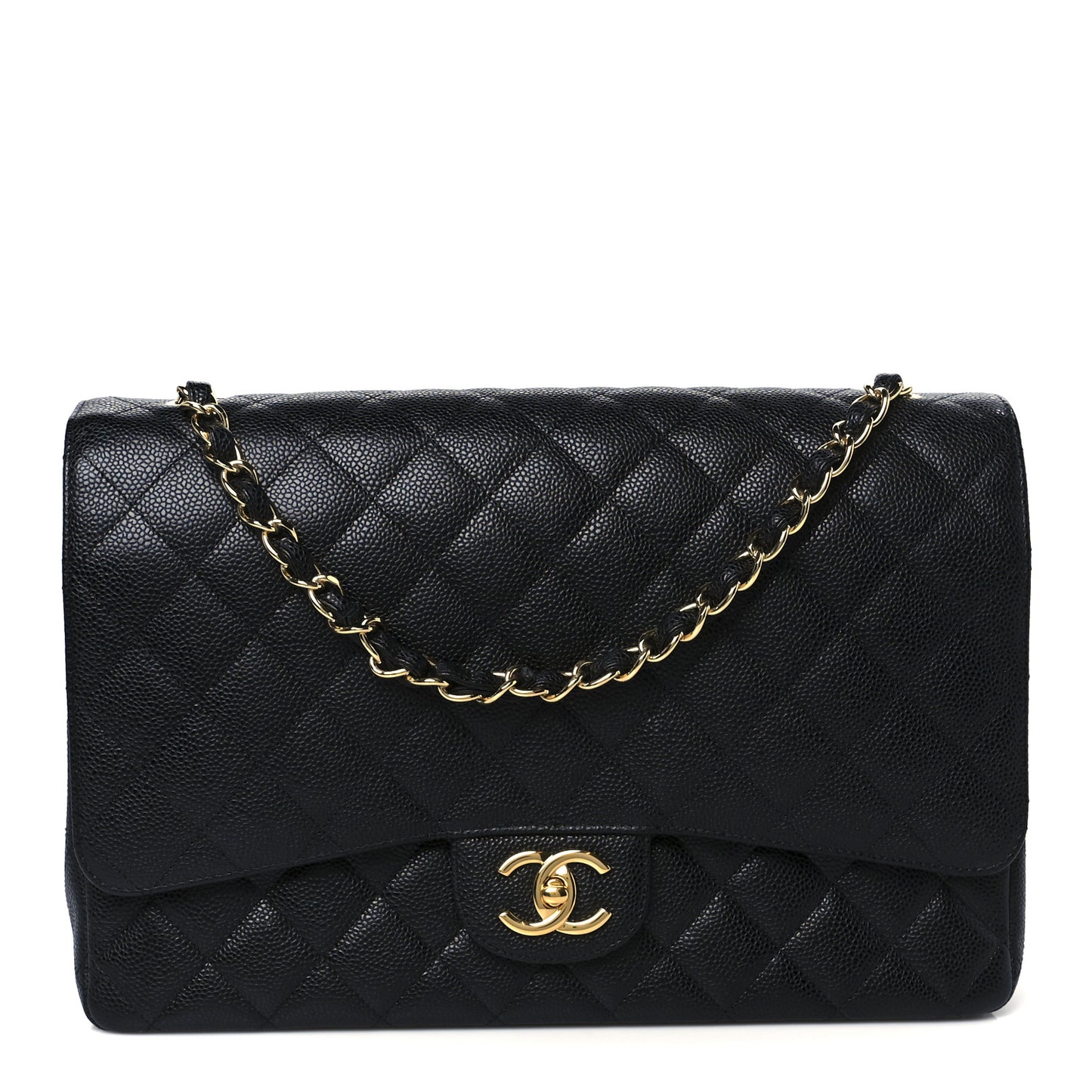 Caviar Quilted Maxi Double Flap Black